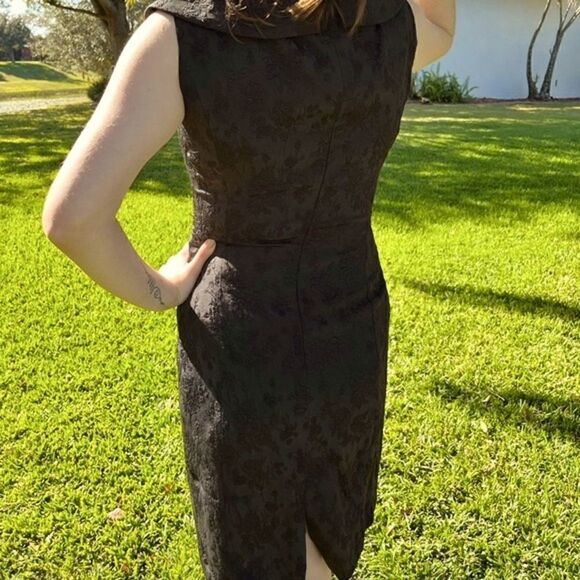 TAHARI KRISTINA BLACK BROCADE FLORAL DRESS 4 NWT - Picture 9 of 15